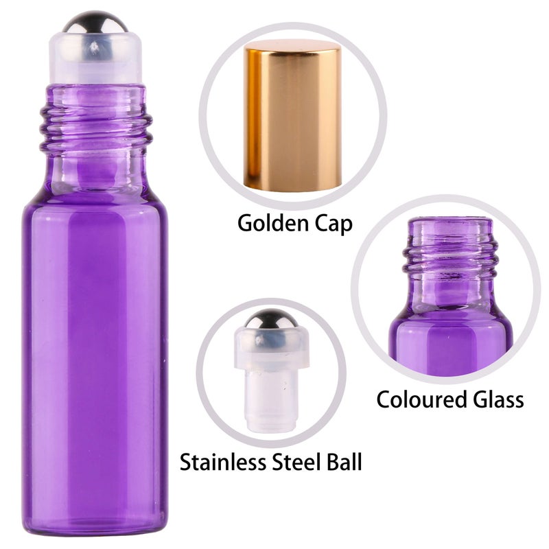 MaxMau 24 Pack Essential Oils Roller Bottles,5ml Colourful Roll On Bottles Steel Roller Balls Metal Cap for Aromatherapy Perfume - Image 3